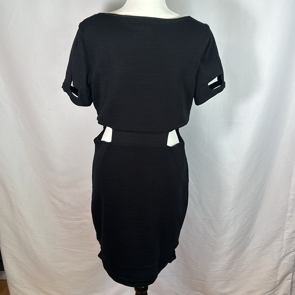 ASOS Black Hip & Thigh Cutout Ribbed Dress Size 14 - Picture 4 of 12
